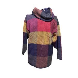 Colter Bay Vintage 1980's MADE IN USA Tunic Length Check Patterned Acrylic Sweat